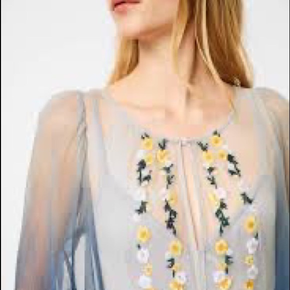 #034. French Connection tulle midi dress with floral embroidery - Picture 5 of 15